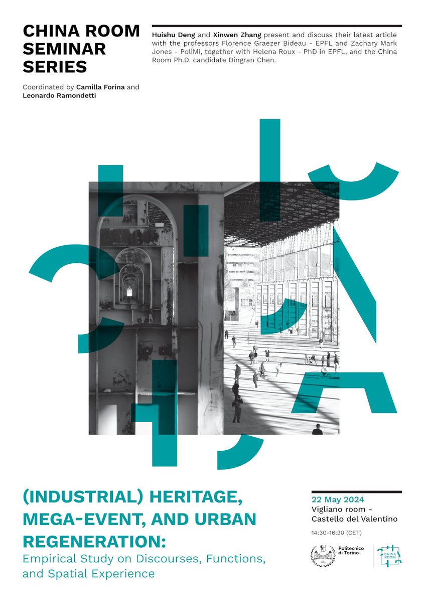 #AppuntamentiPoliTO 📅22 May 2024 at 2,30 pm (Industrial) Heritage, Mega-event, and Urban Regeneration: Empirical Study on Discourses, Functions, and Spatial Experience ℹ️polito.it/ateneo/comunic…