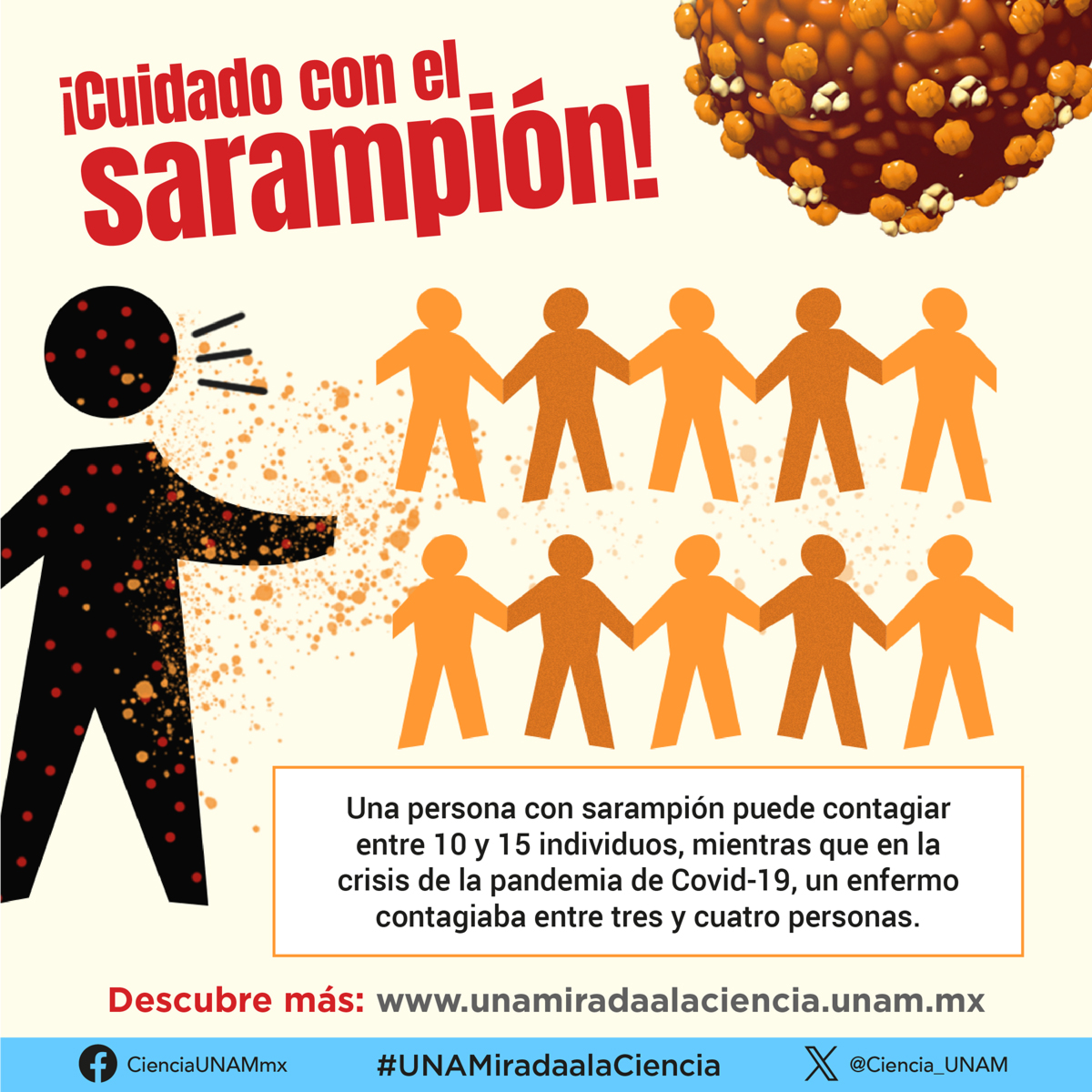 ¡Cuidado con el #sarampión!
Se transmite por contacto directo con las gotitas que salen al hablar, estornudar o toser. Conoce más en:
👀👉bit.ly/4blrzvH
👀👉 bit.ly/4bICKzI
