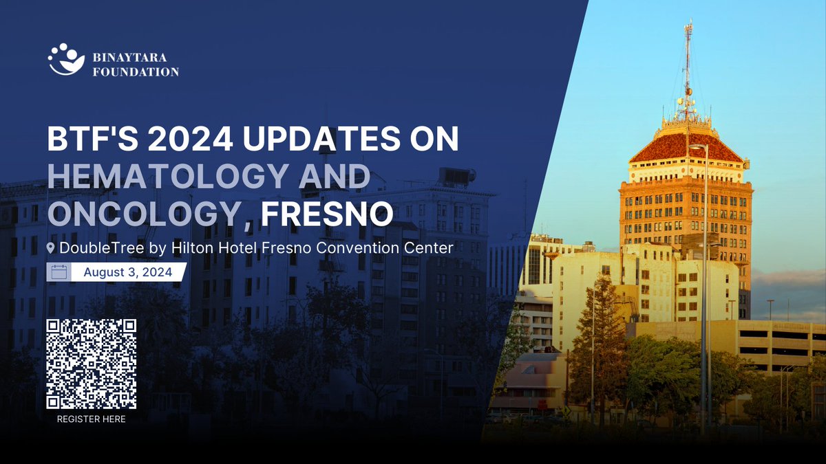 SAVE THE DATE for the upcoming BTF's 2024 Updates on Hematology and Oncology, Fresno! Join us for an #ASCO24 review. 🗓️ August 3, 2024 📍 Fresno, CA 🌐 education.binayfoundation.org/content/btfs-2… #CME #ASCO #oncology #hematology #register #cancer #cancercare