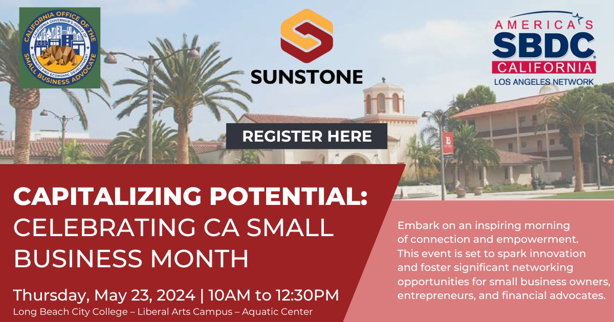 Meet us at the "Capitalizing Potential: Celebrating CA Small Business Month" event on May 23.

Hear from entrepreneurs leveraging state programs and community resources to grow their business and from partners offering tools/services for founders.

RSVP: lu.ma/dmt627pc