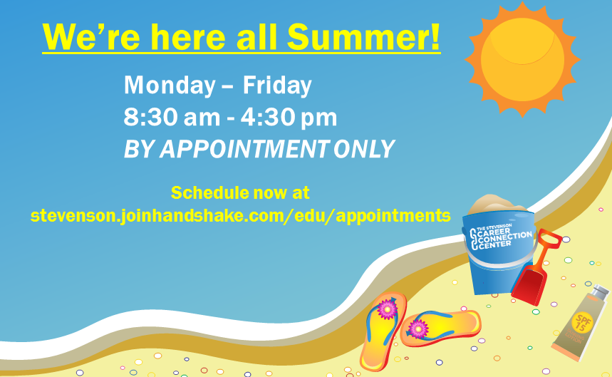 School's out for Summer, but we'll be here for all your career needs! ⛱🍧

Schedule an appointment today and come see us!
app.joinhandshake.com/edu/appointmen…