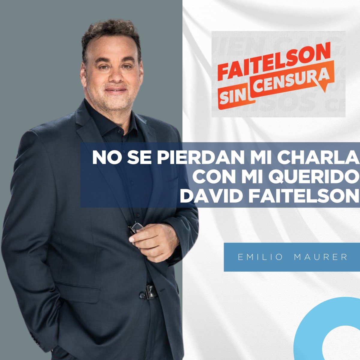 Emilio Maurer (@emilio_maurer) on Twitter photo Amigos, los invito a escuchar la plática que tendré con mi querido <a href="/DavidFaitelson_/">David Faitelson</a> un gran amigo con el que he coincidido desde hacer varios años.
Platicaremos tendido y sin dobleces, que esa, ha sido nuestra escencia.
¡No se lo pierdan!. Amigos, los invito a escuchar la plática que tendré con mi querido <a href="/DavidFaitelson_/">David Faitelson</a> un gran amigo con el que he coincidido desde hacer varios años.
Platicaremos tendido y sin dobleces, que esa, ha sido nuestra escencia.
¡No se lo pierdan!.