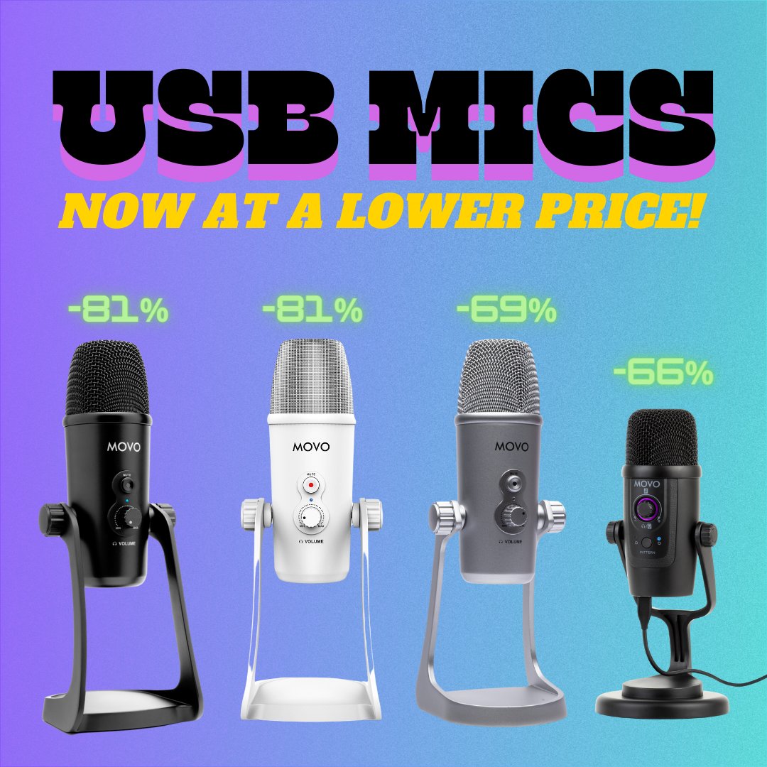 GAMERS RISE UP! (and podcasters and asmrtists and youtubers and-) We have lowered the prices of our top USB mics 😎 movophoto.com/collections/ga…

#contentcreator #movo #tech #microphone #gaming #asmr #podcasting #youtuber #usb