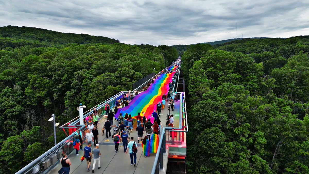 NYstateparks's tweet photo. We’re proud to have been a part of one of the Hudson Valley’s largest pride celebrations! On Friday, hundreds came together for Pride in the Sky, while parading and dancing across @WOTHSHP.

Find similar events at state parks and historic sites near you. https://t.co/jrsFkTRABT https://t.co/daBWfTZYKj