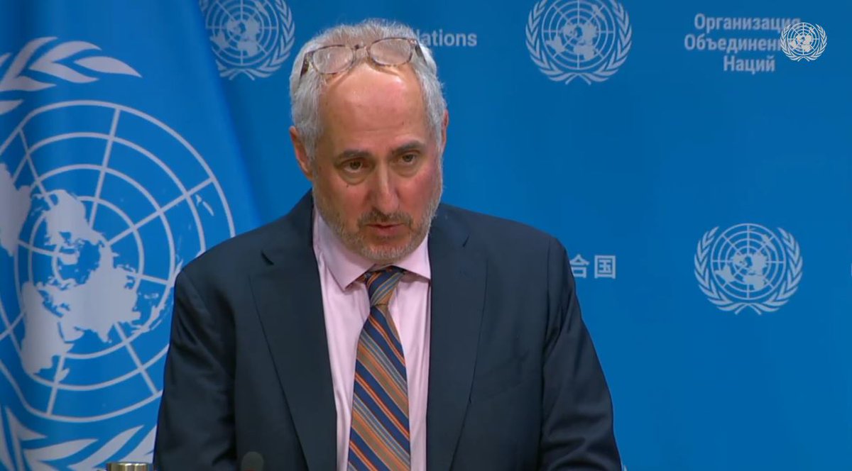 .@UN_Spokesperson @StephDujarric says more than 900,000 people (about 40 percent of #Gaza's pop) have been displaced in past two weeks and %75 percent of the Strip is currently under evacuation orders. Asked by @KSaloomey about #Israel's #Rafah operations and whether he would