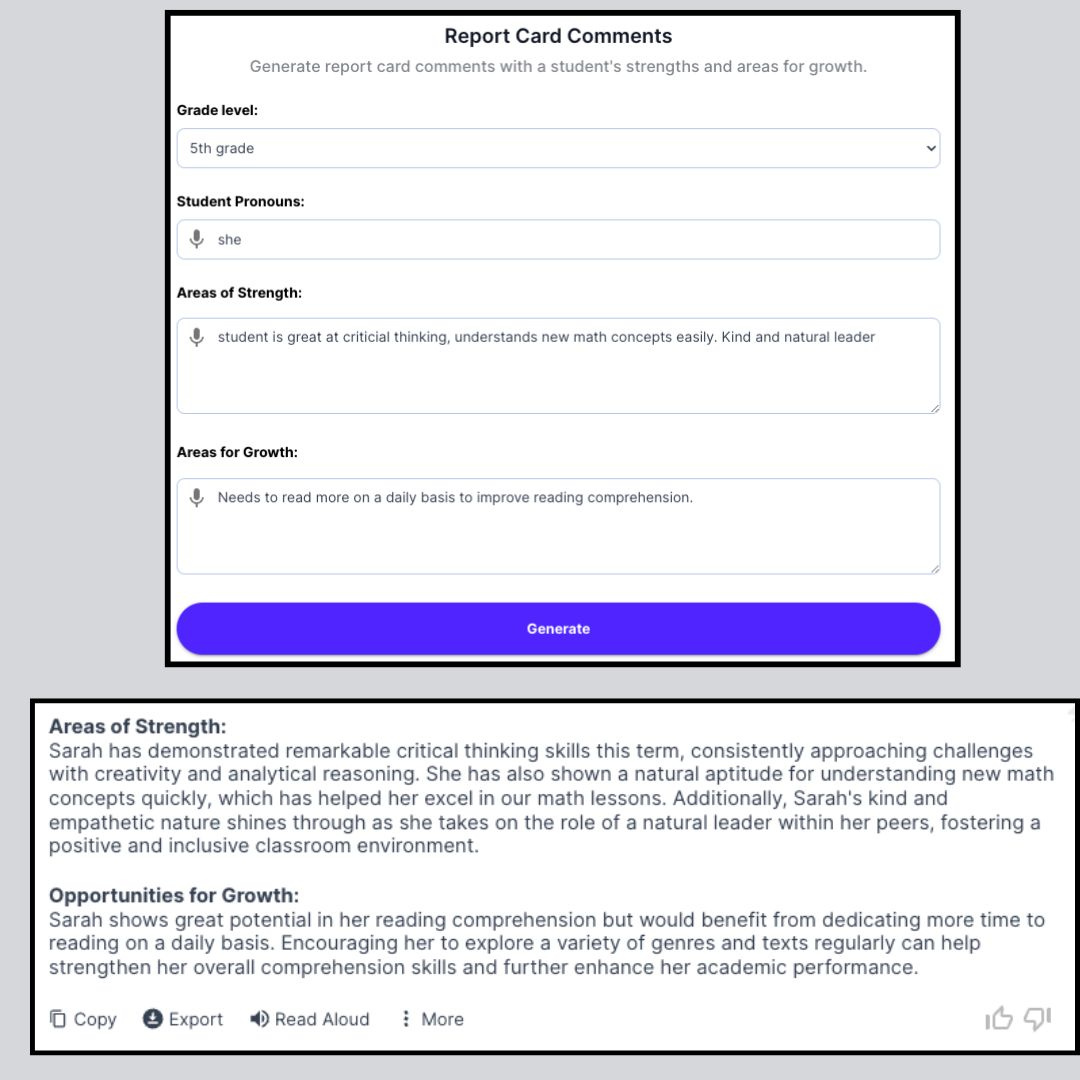 Report cards got you CRAMMING?  #TeacherLife
Magic School AI writes personalized comments in MINUTES! 🪄 Save time &amp; focus on what matters! #magicschoolai <a href="/magicschoolai/">MagicSchool AI 💜 🪄✨</a> #NMUDL #UDL #allmeansall