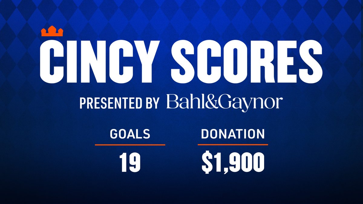 For each #AllForCincy goal scored this season, @BahlGaynor will donate $100 to @FCC_Foundation. #CincyScores weekly update ⤵️