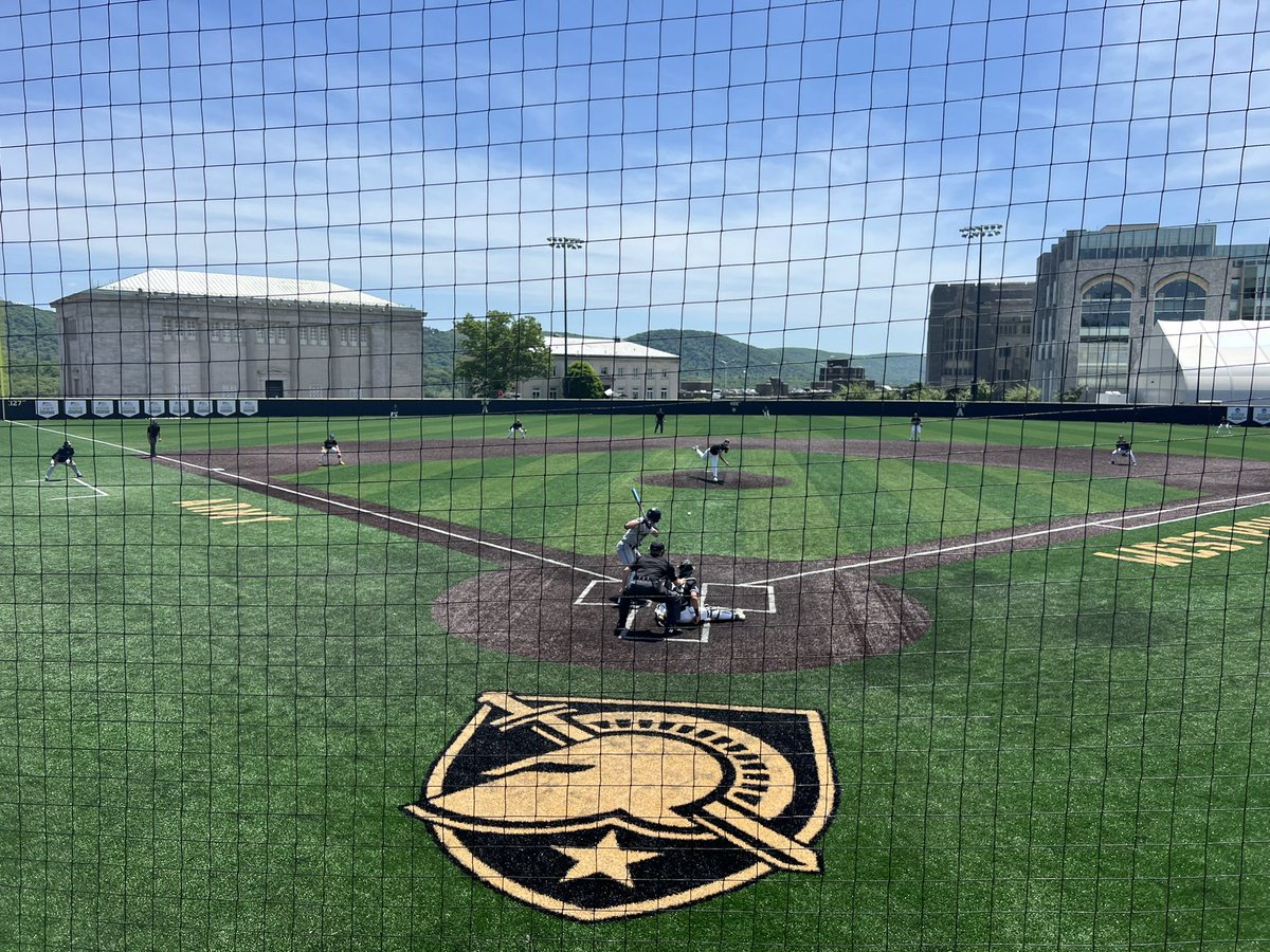 First pitch from Game 2 of the <a href="/PatriotLeague/">Patriot League</a> baseball championships at Doubleday Field <a href="/WestPoint_USMA/">U.S. Military Academy at West Point</a> as <a href="/ArmyWP_Baseball/">Army Baseball</a> takes on <a href="/NavyBaseball/">Navy Baseball</a>. #GoArmy #BeatNavy