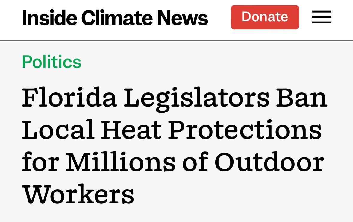 An Associated Builders and Contractors lobbyist texted the chief of staff of Florida House Speaker Paul Renner “HEAT cannot die”, in reference to this bill banning municipalities from enacting heat stress protections for outdoor workers and local living wage standards.