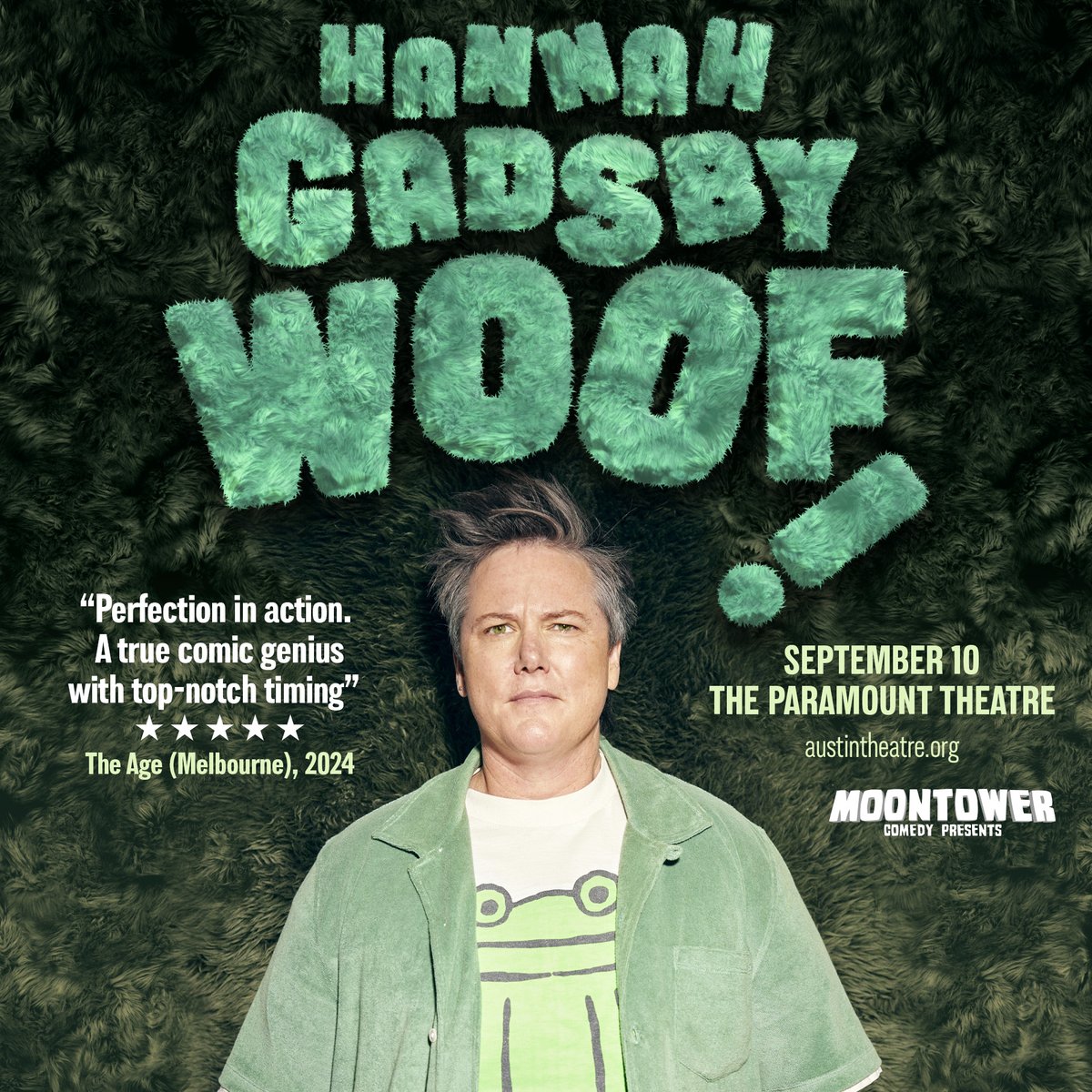 We’re here for Hannah 🙌 JUST ANNOUNCED: @Hannahgadsby’s brand new stand up show WOOF! Is hitting the road and will be stopping at @ParamountAustin 9/10! 🎫 Tix hit the site THURSDAY, 5/23 at 10am: bit.ly/3wylxJF