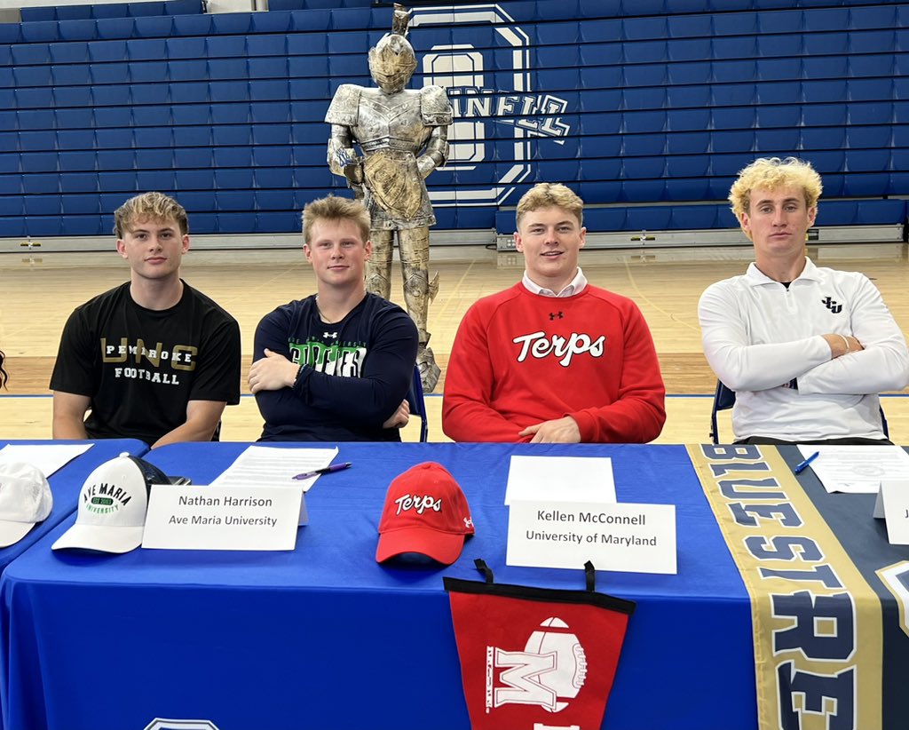 O'Connell Football (@djofootball) on Twitter photo Congrats to 4 out of our 7 young men going on to play football at the next level. Not only are they great players but even better young men. Go Knights! <a href="/TerpsFootball/">Maryland Football</a> <a href="/UNCP_Football/">UNCP Braves Football</a> <a href="/JCUFootball/">John Carroll Football</a> <a href="/GyreneFootball/">Ave Maria Football</a> <a href="/ColgateFB/">Colgate Football</a> <a href="/HerdFB/">Marshall Football</a> Congrats to 4 out of our 7 young men going on to play football at the next level. Not only are they great players but even better young men. Go Knights! <a href="/TerpsFootball/">Maryland Football</a> <a href="/UNCP_Football/">UNCP Braves Football</a> <a href="/JCUFootball/">John Carroll Football</a> <a href="/GyreneFootball/">Ave Maria Football</a> <a href="/ColgateFB/">Colgate Football</a> <a href="/HerdFB/">Marshall Football</a>