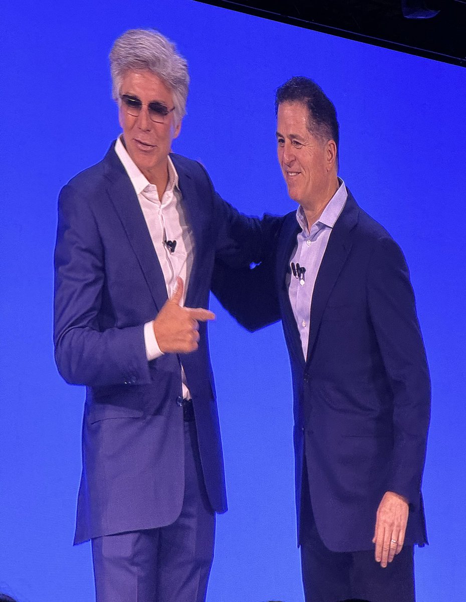 Two legends on stage. @MichaelDell and @BillRMcDermott. Definitely a real relationship here.