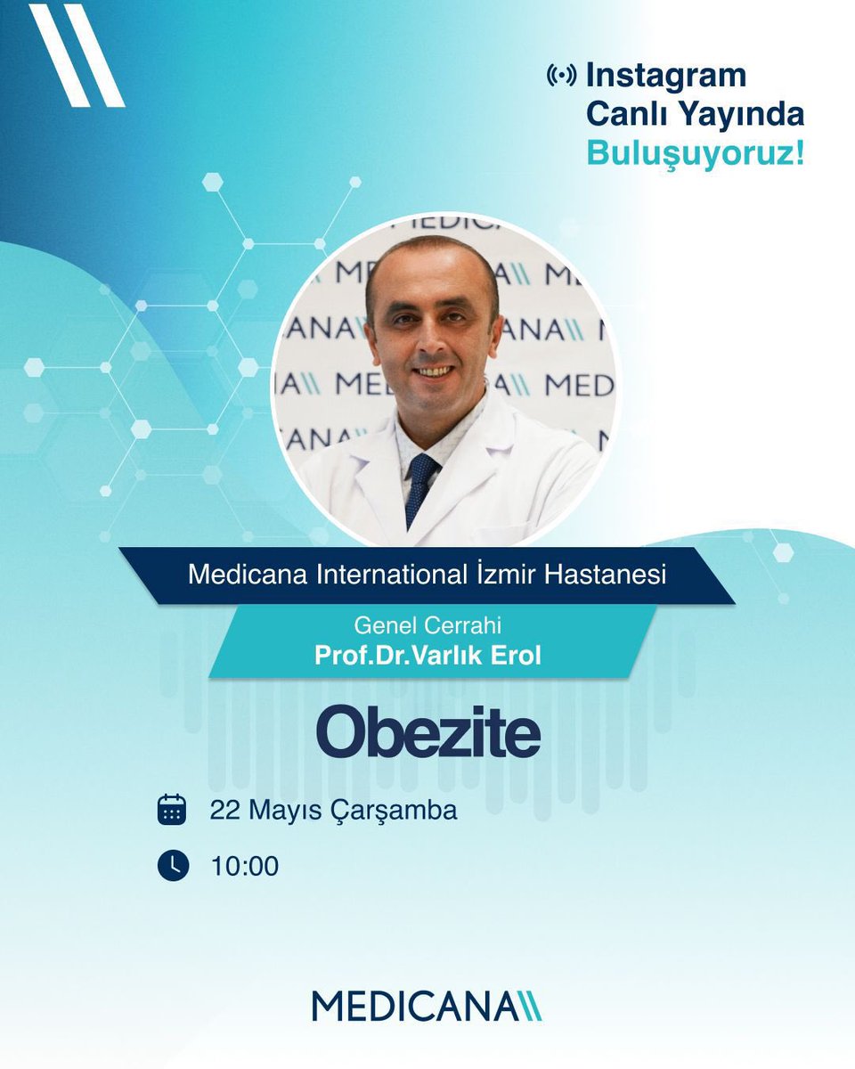 22 Mayıs Çarşamba günü <a href="/medicanasaglik/">Medicana Sağlık Grubu</a> instagram hesabı canlı yayınında sabah saat 10:00 - 10:30 arasında Obezite ve güncel tedavi yöntemlerine dair merak ettiğiniz herşeyi konuşacağız. Konuya ilgi duyan tüm halkımızı ve hastalarımızı canlı yayınımıza bekliyoruz…
…
#obezite