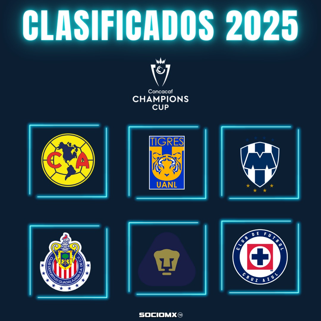 ¡CONCACHAMPIONS 2025! 🏆 @ClubAmerica 🦅 @TigresOficial 🐯 @Rayados 🤠 @Chivas 🐐 @PumasMX 😺 y @CruzAzul 🚂 son los equipos que representarán al fútbol mexicano en la @TheChampions 🇲🇽