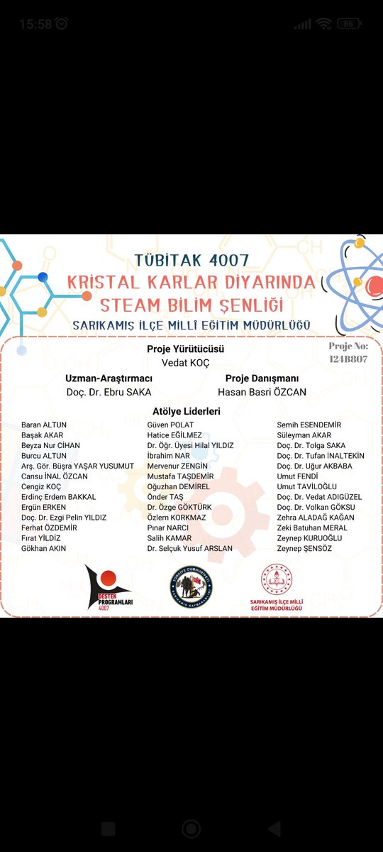 vedatkoc1404's tweet photo. Yürütücüsü olduğum TÜBİTAK 4007 Bilim Şenlikleri Destekleme Programı kapsamında gerçekleştireceğimiz Kristal Karlar Diyarında STEAM Bilim Şenliği 10-12 Ekim'de Sarıkamış'ta! 
@KarsValiligi @ziyapolat73 @karsmem @TC_Sarikamis @sarikamis_mem https://t.co/sZL4xCW825