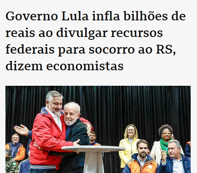 KimKataguiri's tweet photo. Lula e seu Governo MENTEM ao dizer que destinaram R$ 62 bilhões para enfrentar a crise no Rio Grande do Sul. 

Veja, do investimento anunciado apenas R$ 7,7 bilhões serão desembolso do Governo Federal. O restante trata-se de:

1) adiantamento de benefícios como Bolsa Família e Restituição do IR; e
2) estimativas de quanto pode ser emprestado por bancos em linhas de crédito.

Enquanto anunciam valores BILIONÁRIOS a verdade é outra. O dinheiro que estão fingindo estar investindo no RS é, na verdade, dinheiro que já é do povo sendo adiantado.
