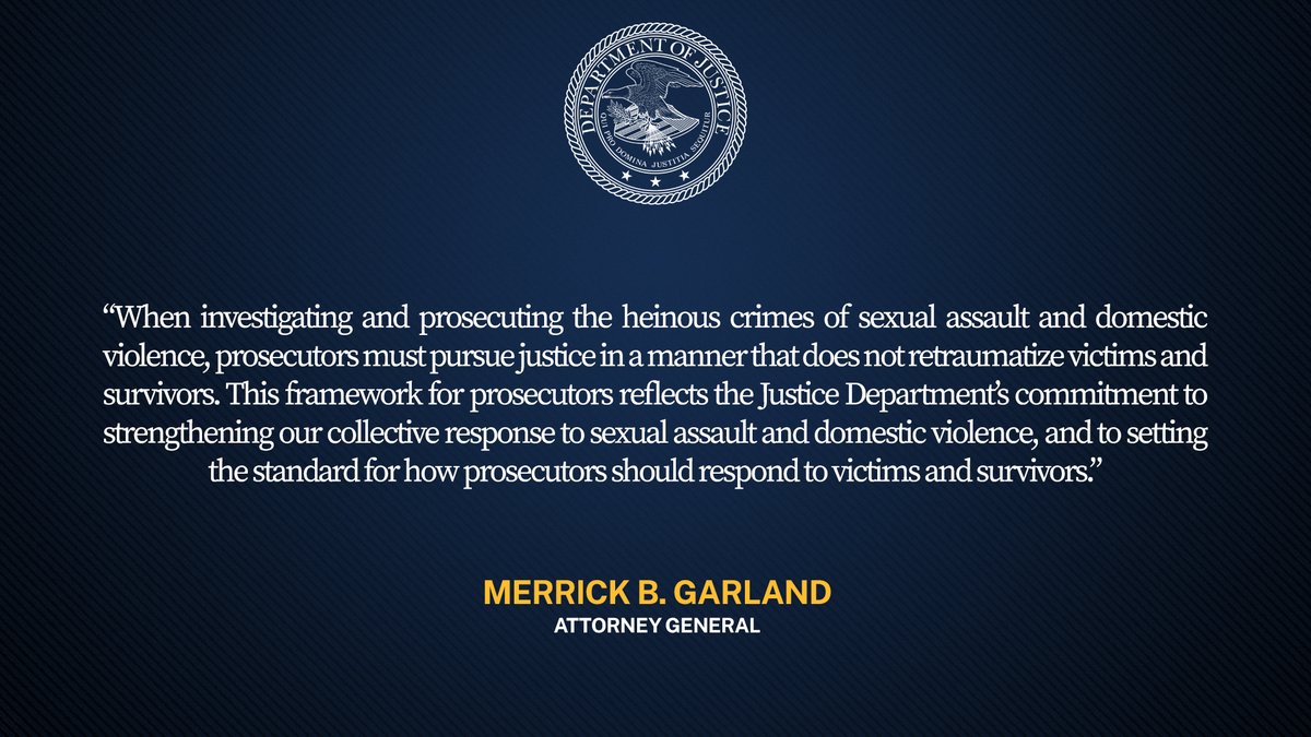 Justice Department Announces Framework for Prosecutors to Strengthen National Response to Sexual Assault and Domestic Violence 🔗: justice.gov/opa/pr/justice…