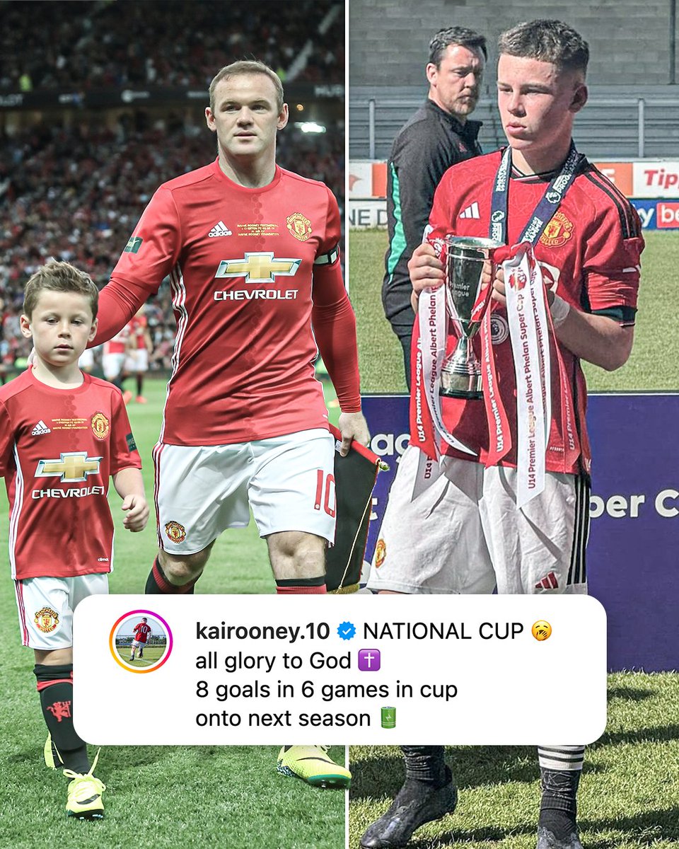 14-year-old Kai Rooney is following in his father Wayne's footsteps for Manchester United 👀🔥
