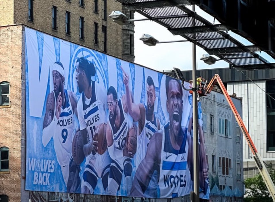 New banner going up downtown!