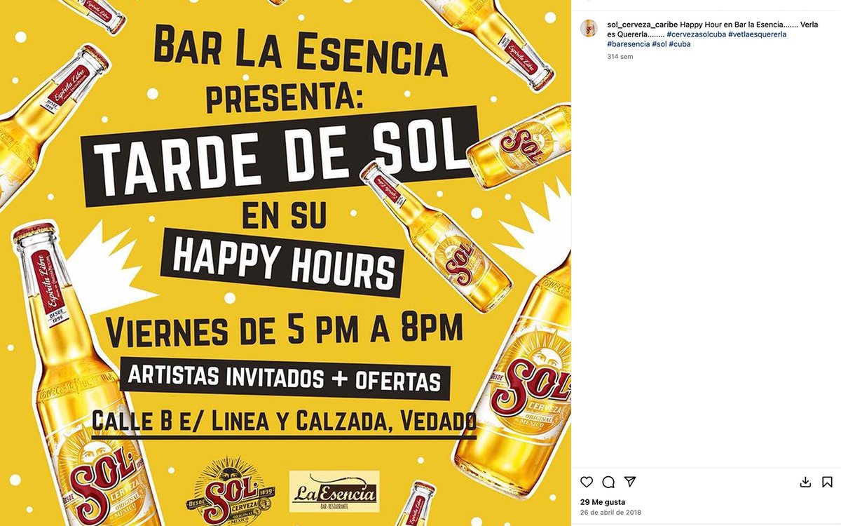 Aunque inscrita en la Cámara de Comercio de Cuba en el renglón de la computación desde 1997, hoy Interglobe Inc, propiedad de José Adato, también se dedica a la comercialización de cervezas. En 2019 registró en Cuba el lema comercial de la Sol 🔗bit.ly/4bpmwei