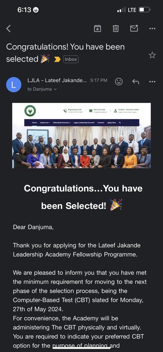 Thank you @LJLAcademy for picking me for the next stage. Like I said before now, I will put in my best to ensure I finally get into the academy. This is good news for me. See you at the CBT Centre 🥂 @ayisatagbaje @Mr_JAGs 🫡🫡