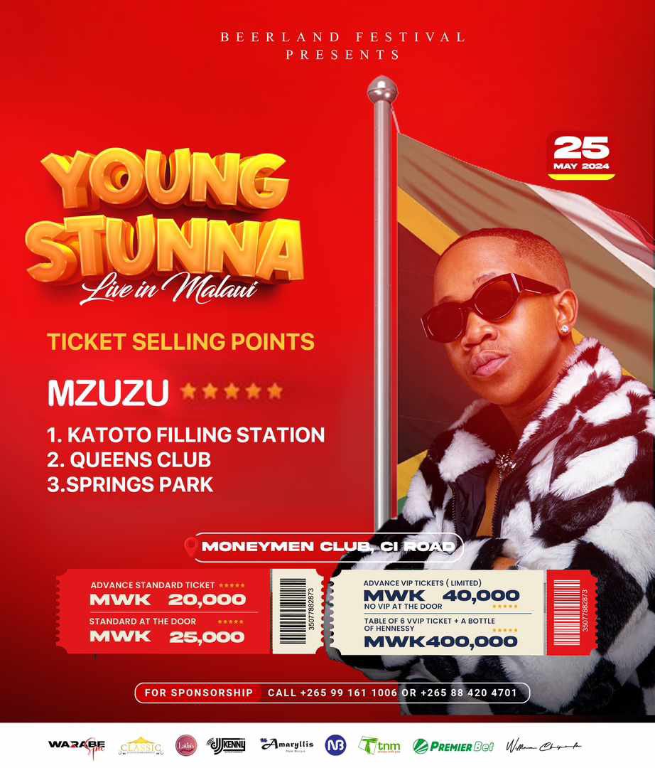 Palibe zonamizila zoti ndili kutali sindingagule ticket 😂 Ali paliponse 🔥🔥🔥 tikumane Saturday ma Beerland avutawa 

#BeerlandYoungStunna 
#YoungStunnaLiveInMalawi 
#YoungStunnaMalawi