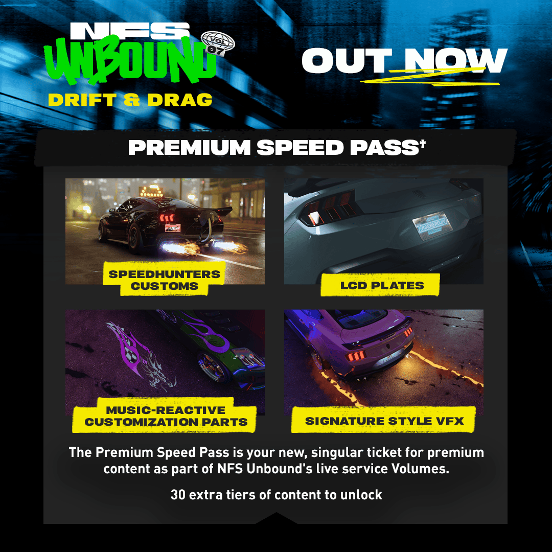 NeedforSpeed's tweet photo. #NeedForSpeed Unbound Vol.7: Drift &amp; Drag

🚘 New Cars
🚗 Drift Mode (w/new handling)
🚀 Drag Mode
🆚 League Mode
👀 +lots more! 

📗 Out Now: https://t.co/IoNC2ceKcS