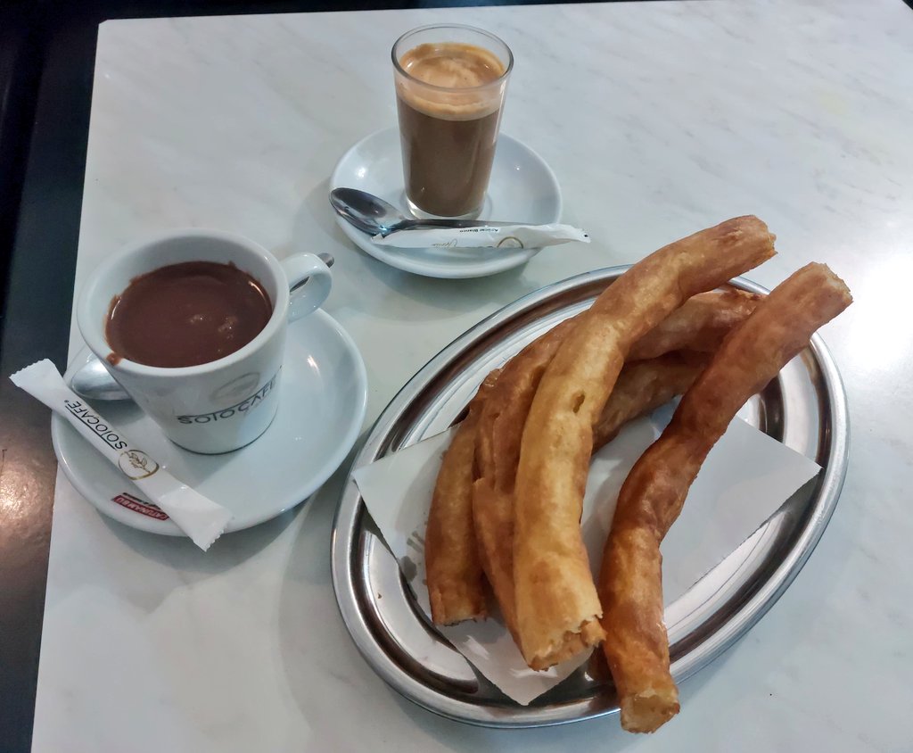 Had couple of Amazing Dishes - Iberian Ham & Payoyo Cheesecake in Seville, only to realize I havent taken a single photo of any food on this trip. So this time, took a photo of most commonly available dish in Spain. Churros, Hot Chocolate & Coffee Never thought I would get a