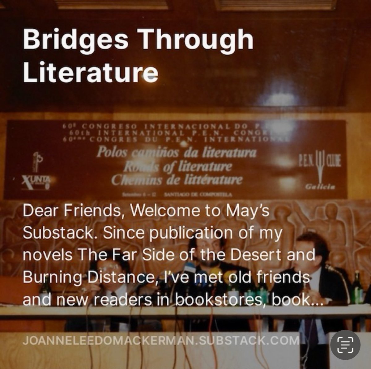 I hope you’ll enjoy my May Substack from “On the Yellow Brick Road,” featuring this month’s blog “Bridges Through Literature,” information on a Writer at Risk from China, two outstanding novel recommendations and more. This substack is free! open.substack.com/pub/joanneleed… #booktour