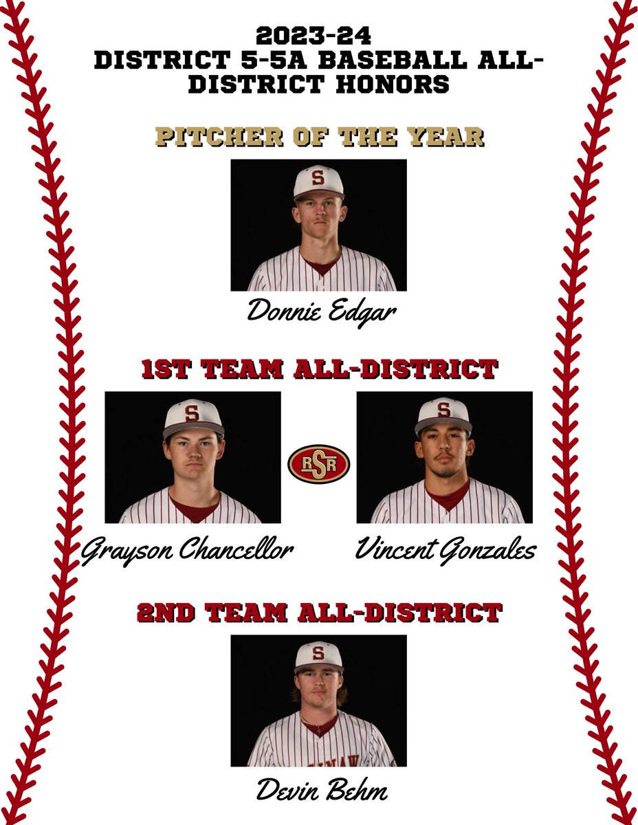 Congratulations to @RSR_Baseball on their 2023-2024 District 5-5A Baseball Honors!

We have ✌🏽 that we know will do great things in college next year and✌🏽 that we are so happy to have with us next season. 

Keep working, keep dreaming. 

#RiderNation
#EarnTheRight