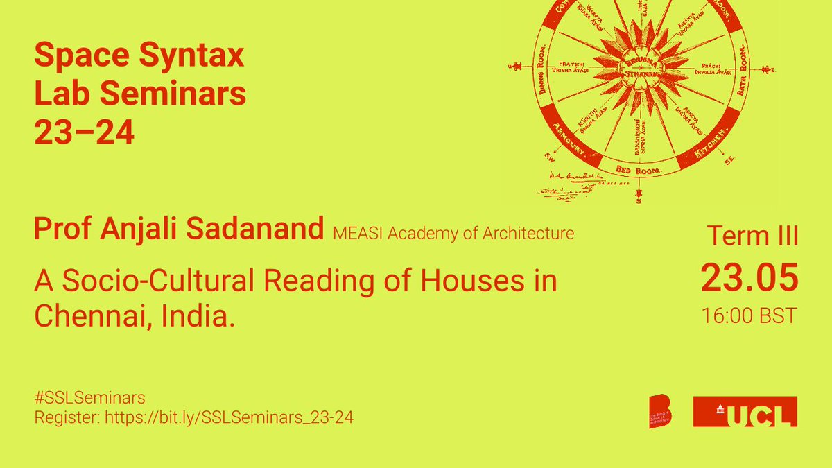 KimonKrenz's tweet photo. Join the next #SSLSeminars session online on Thursday 23.05 at 4pm BST. Prof Anjali Sadanand will talk about her research into #SocioCultural #Transformations in houses of four different #Communities in #India. #SpaceSyntax 

Register at: https://t.co/RJe4ekyoiZ https://t.co/jiJy2H2uOj