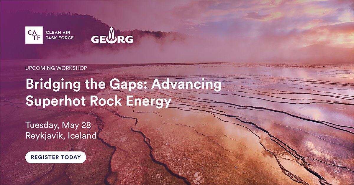 Clean Air Task Force (@cleanaircatf) on Twitter photo Join CATF & <a href="/georgcluster/">Geothermal Research Cluster - GEORG</a> for a workshop to explore the findings & technical gaps uncovered in 5 flagship reports that address the capabilities needed to reach #SuperhotRockEnergy deployment at scale.
📅 Tuesday, May 28
📍Reykjavik, Iceland
Register: georg.cluster.is/bridging-the-g… Join CATF & <a href="/georgcluster/">Geothermal Research Cluster - GEORG</a> for a workshop to explore the findings & technical gaps uncovered in 5 flagship reports that address the capabilities needed to reach #SuperhotRockEnergy deployment at scale.
📅 Tuesday, May 28
📍Reykjavik, Iceland
Register: georg.cluster.is/bridging-the-g…