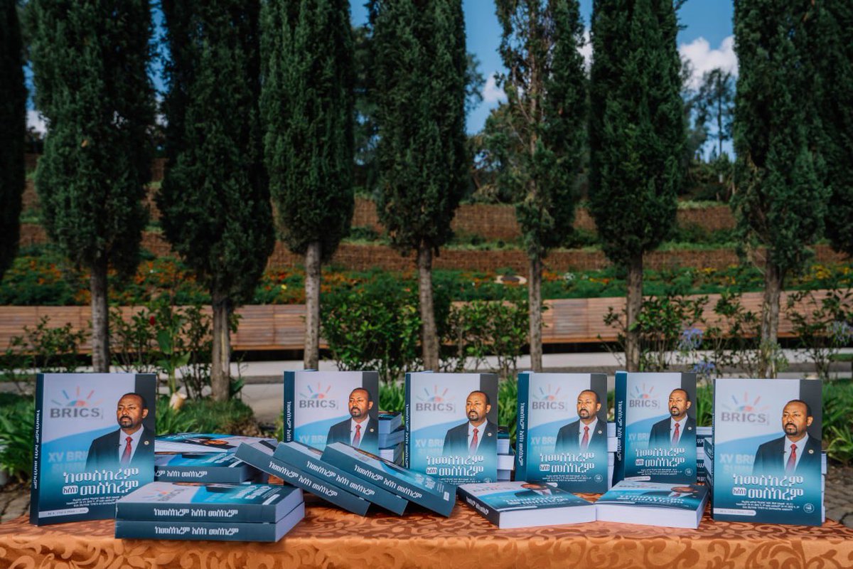 PMEthiopia's tweet photo. A book titled "Meskerem to Meskerem," featuring the speeches and messages of PM @AbiyAhmedAli was launched today. Students read selected pages, sparking discussions, while professionals shared insights. The book includes 91 messages delivered from October 2022 to September 2023. https://t.co/s3yAeYR3og