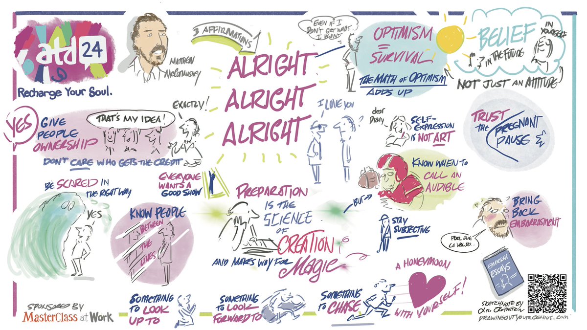 Got in a #sketchnote of @McConaughey nuggets of wisdom sponsored by @MasterClass this morning at #atd24