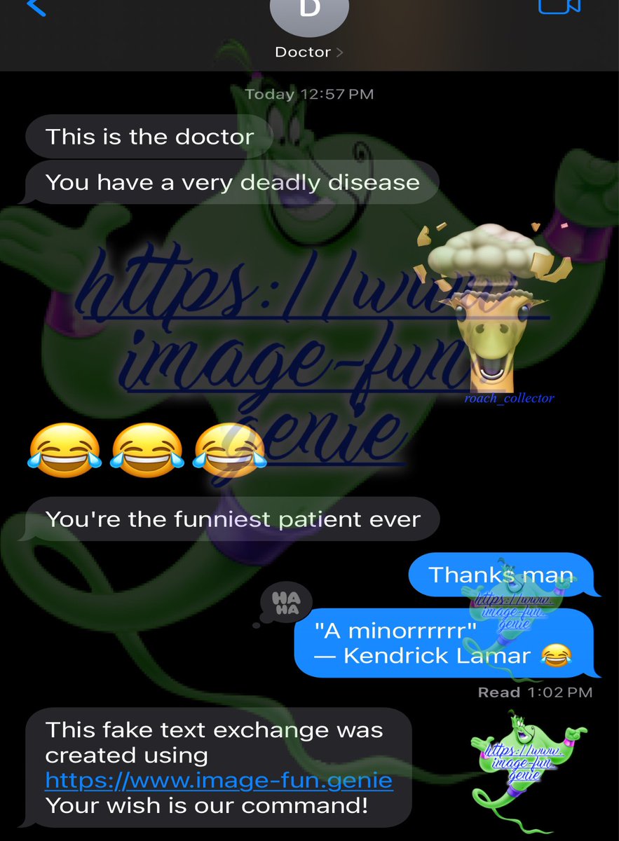 Roach_Collector's tweet photo. When the doctor texts me and I see an opportunity for surreal humor... https://t.co/SbmtLHjbtk