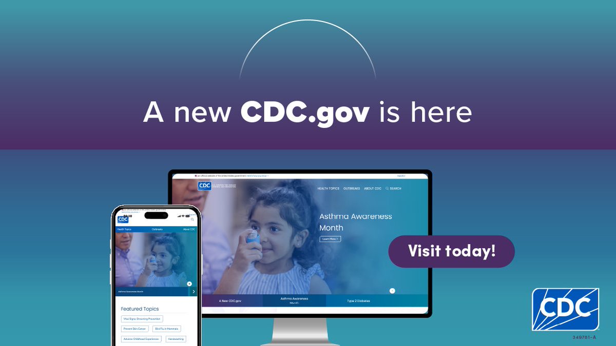 CDCgov's tweet photo. The new &amp; improved https://t.co/ItuxLAK0A5 features refreshed content and is easier to use! 
✅ Streamlined information
✅ Page summaries
✅ New navigation
✅ Audience-based content
✅ Better readability

Explore the new https://t.co/ItuxLAK0A5 today! https://t.co/Qa4YyGHiN5