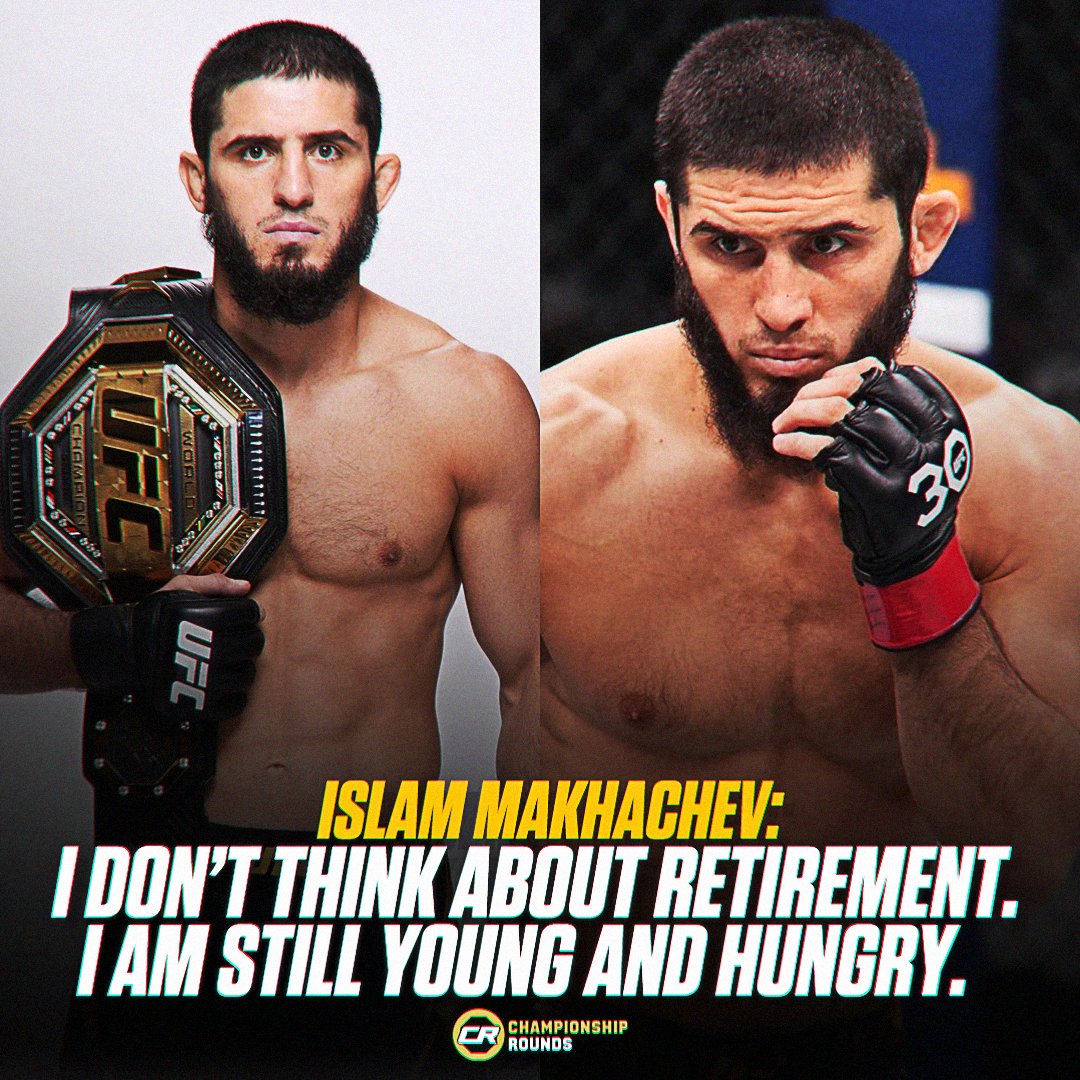 Islam Makhachev has no plans on retiring any time soon:

'No, I don't think about the retirement because I have some deal you know. I want to take the second belt, defend my lightweight belt.

I still feel good. When I feel I lose someone, I'm not same, I will think about it. But