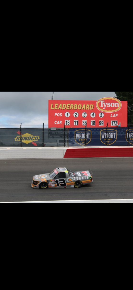 Glad to be apart of the first laps lead for <a href="/JakeGarcia35/">Jake Garcia</a> in the truck series. There will be plenty more of these in this kid’s future. Completely the wrong call cost us the finish but the last two weeks this 13 group has showed speed and making steps in right direction