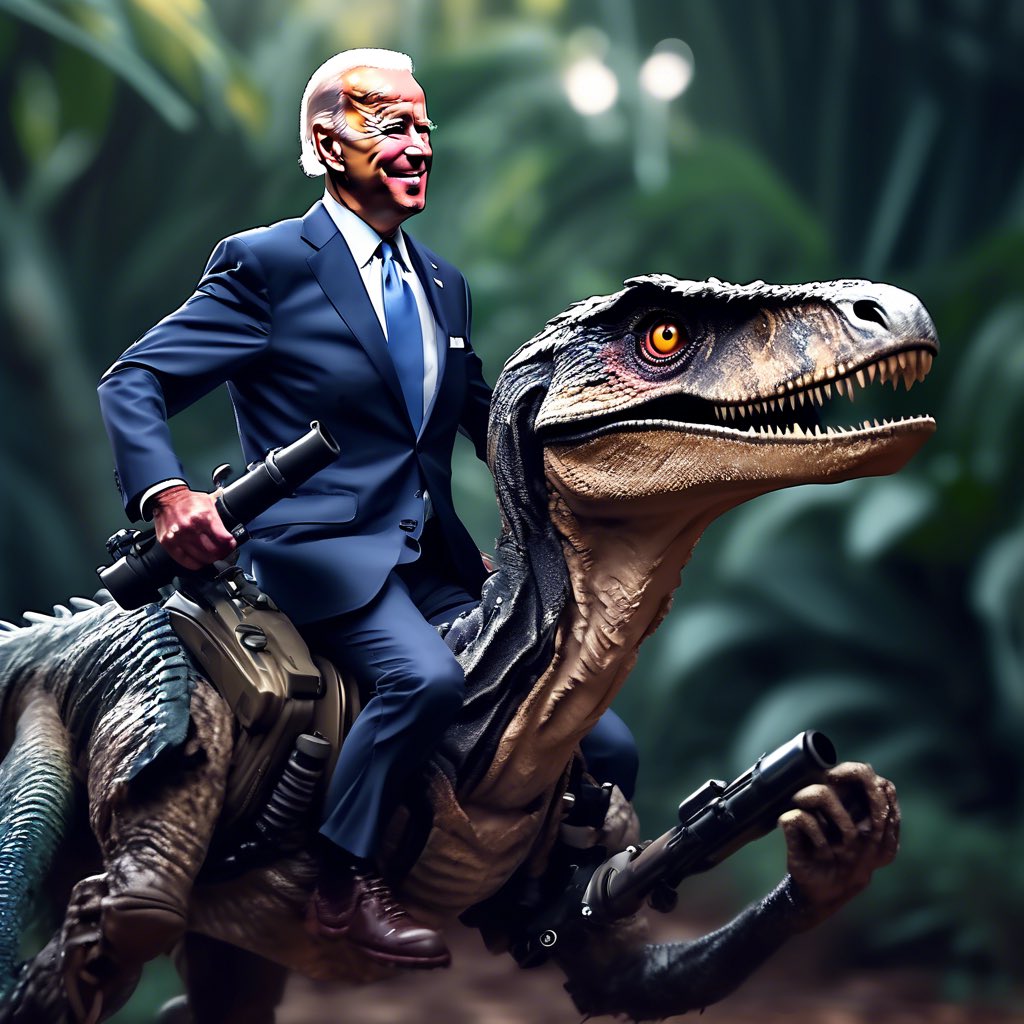 Up next: Biden tells us about that time when, as VP, he led the U.S. to victory in the final battle of the Cold War—while riding a velociraptor and holding a bazooka.