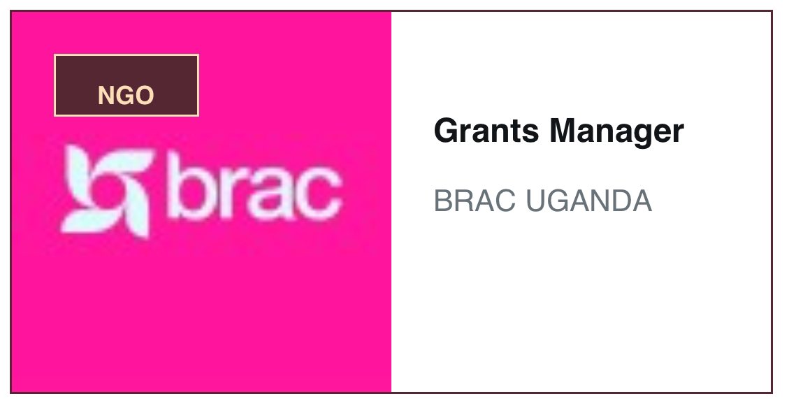 Brac Uganda are looking for a Grants Manager Details: jobnotices.ug/job/grants-man…
