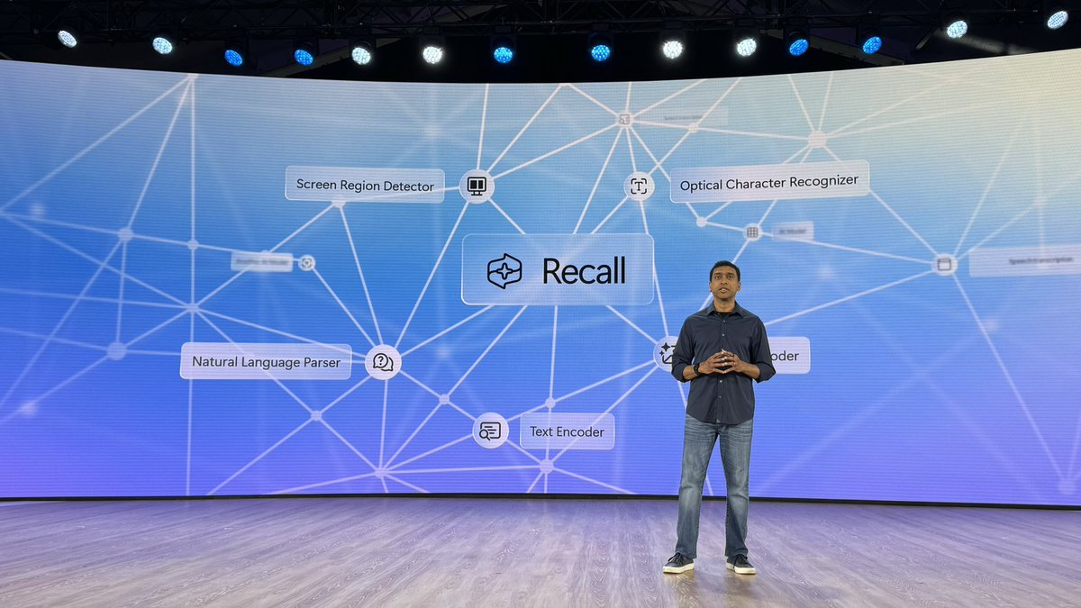 rwang0's tweet photo. MyPOV: @pavandavuluri shares the details of how recall works and use cases for other copilot applications @Microsoft #MSBuild #MSEvent https://t.co/ZomFOFNa5v