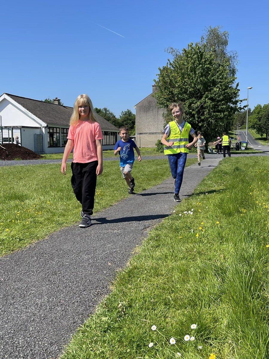 We kicked off our “Active schools week” (better late than never!) with our annual Mile with a smile. Run by the 6th class every child gets in some steps to start the day right.