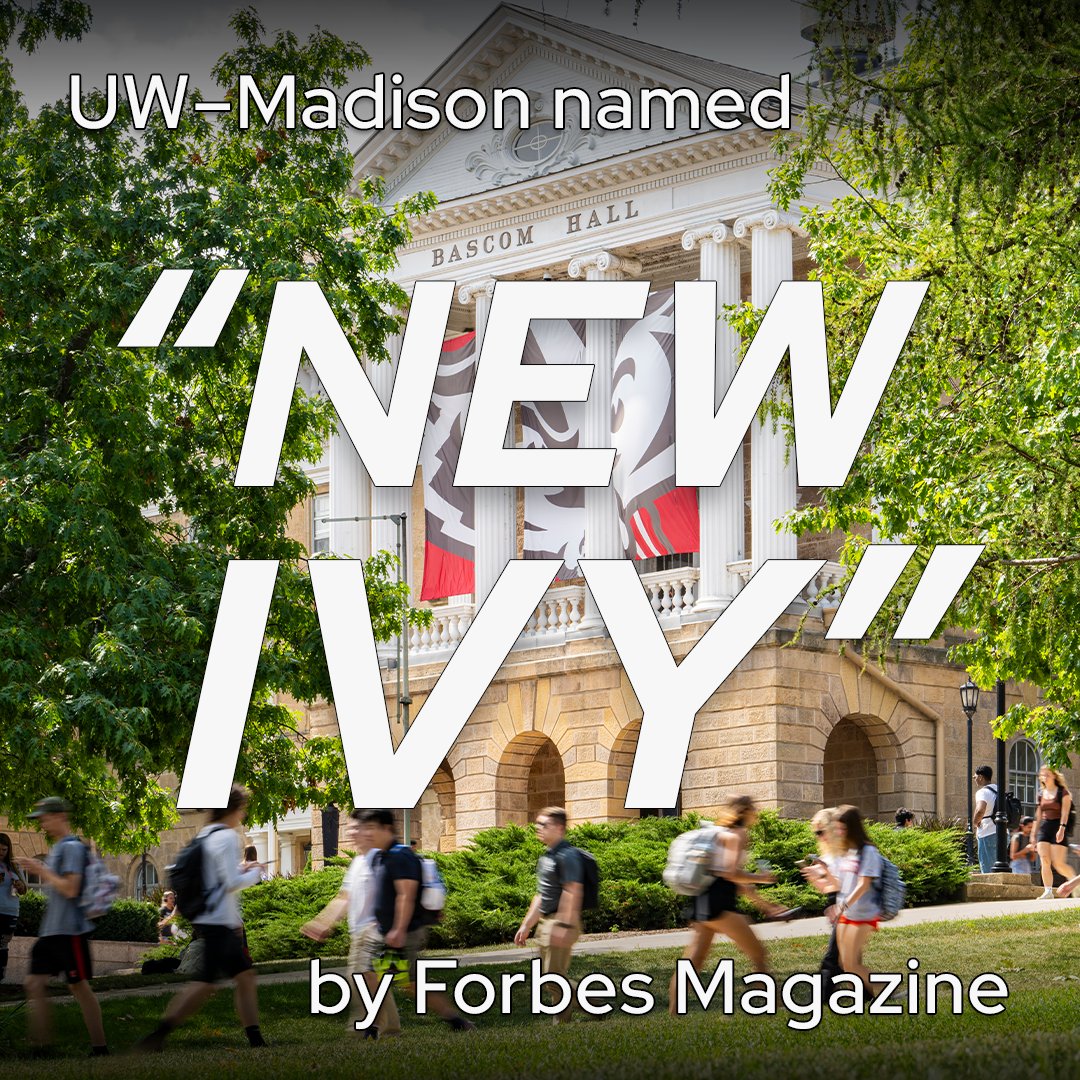 UW–Madison has been named a “new Ivy” by @Forbes, making us one of 10 public and 10 private universities across the U.S. that are “turning out the smart, driven graduates craved by employers of all types.” #OnWisconsin
