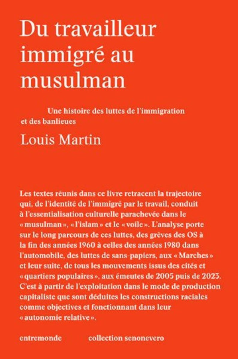 À paraître aux <a href="/Ed_Entremonde/">Entremonde</a>

« Du travailleur immigré au musulman. Une histoire des luttes de l’immigration et des banlieues » par Louis Martin :
hobo-diffusion.com/catalogue/9782…