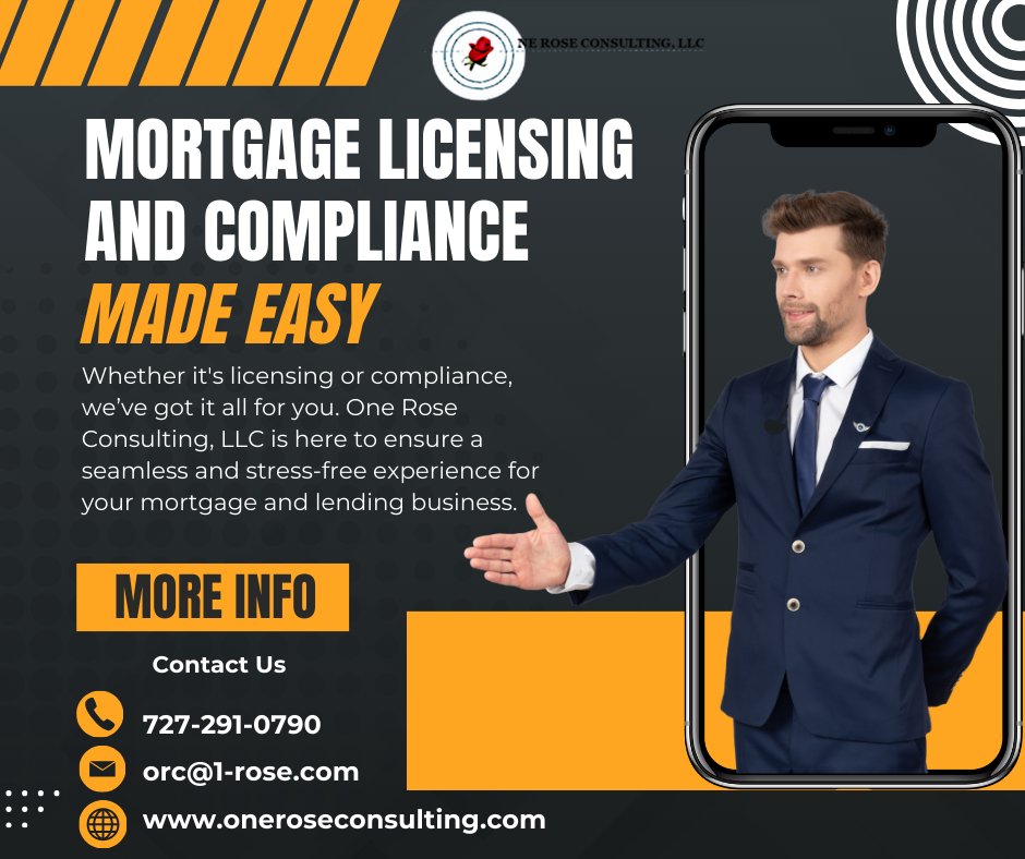 One Rose Consulting, LLC's  commitment is to make the complex and daunting processes involved in obtaining mortgage licenses and maintaining compliance excellence as easy as possible. #MortgageCompliance #mortgageindustry #mortgagebroker #Mortgagelicensing #compliance #mortgage