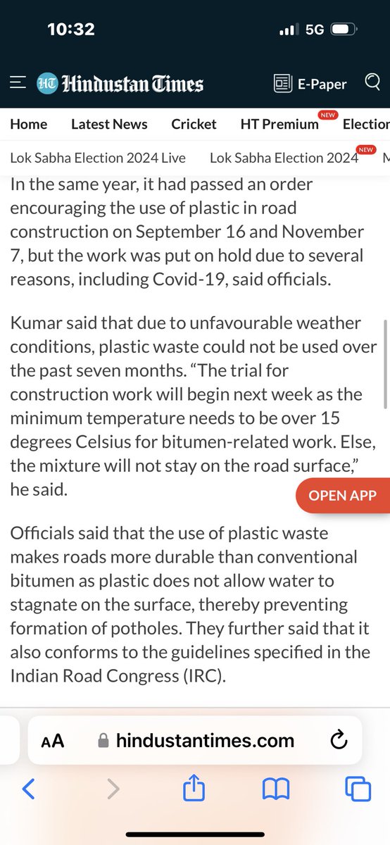 @MunCorpGurugram @PMOIndia @cmohry @HardeepSPuri @MoHUA_India @cdgurugram @DC_Gurugram @gurgaonpolice @TrafficGGM @GurugramTweets @gurugaman @yashpalmurar ji @ulbharyana @MunCorpGurugram #Gurgaon residents awaiting recommissioning of #plastic_waste_road_making facility. It's an approved technology.@tceofficialpage In 2021 @nitin_gadkari ji @MORTHIndia issued directives for plastic waste to be used 4 rd making