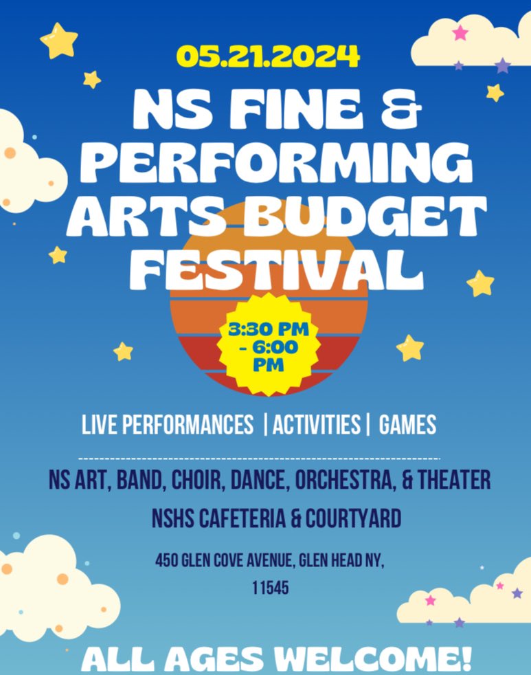 nshoredance's tweet image. Join the NS Dancers and our peers in the Fine &amp;amp; Performing Arts Budget Festival! Tomorrow, 5.21.24 from 3:30-6 PM in the HS Cafeteria &amp;amp; Courtyard! Prizes, Games, Performances, &amp;amp; more! @drzublionis @NSArts1 @SHELLNORTHSHORE @NMasquers @nshsstrings @nshorehsband @CatalanoChoirs