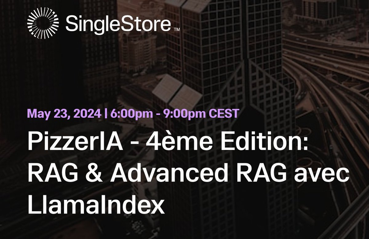 Paris residents! Catch our own @hexapode at the (amazingly-named) PizzerIA on Thursday giving a talk on advanced retrieval-augmented generation techniques! events.singlestore.com/pizzeria4emeed…