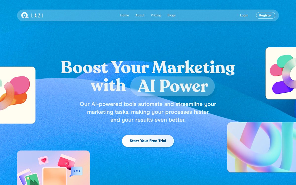 aswinsync's tweet image. LAZY AI Landing Page Redesign!