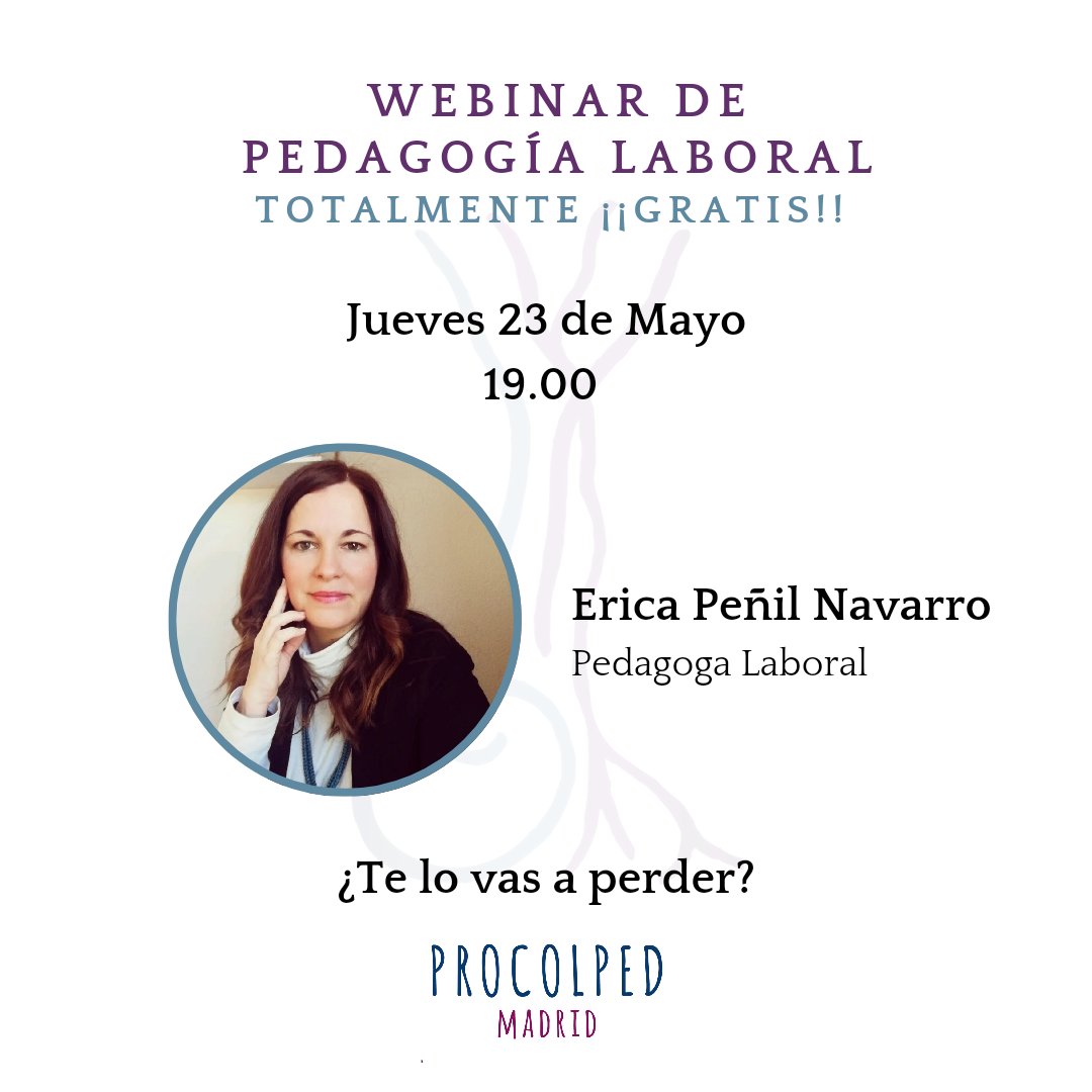 Hoy os compartimos la información sobre nuestro siguiente evento:
¡Un Webinar sobre la Pedagogía Laboral!

Os esperamos el próximo jueves 23 de mayo, donde Erica Peñil Navarro resolverá muchas dudas y nos contará detalles del papel de la Pedagogía en el amplio ámbito laboral.